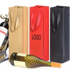 Elegant Single Kraft Red Wine Carrier Bag