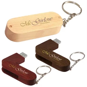 1 GB Bamboo Bullet Keyring USB 2.0 Flash Drive