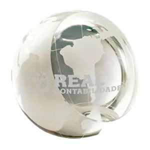 4" Handmade Crystal Globe Paperweight Custom Award