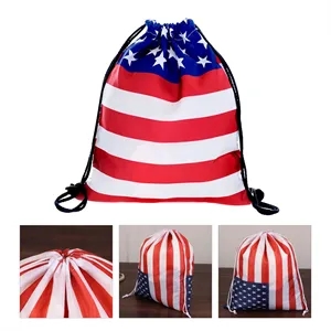 American Flag Drawstring Gift Treat Bag