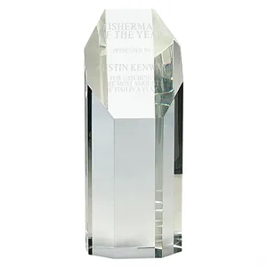 Clear Crystal Octagon Tower Custom Awards