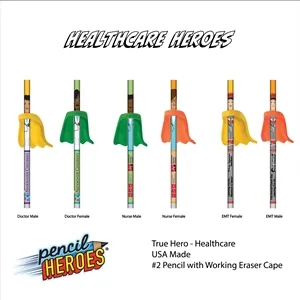 PENCIL HEROES®#2 w/Caped Eraser-HealthCare