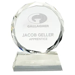 Round Facet Crystal on Clear Pedestal Base Awards