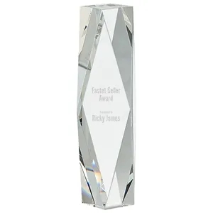 Clear Crystal Facet Tower Custom Awards