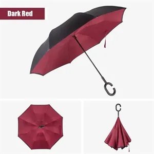 Custom Logo Reverse  Double-layer C-free Car Folding Umbrella