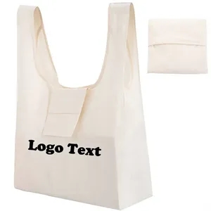 Foldable Cotton Grocery Tote Bag With Pouch