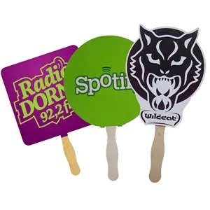 Customiable Shaped Paper Hand Fan with Wood Handle