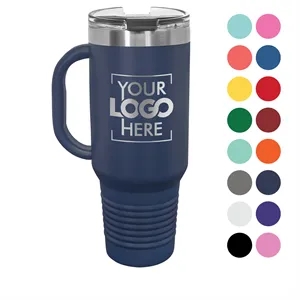 Custom Logo Polar Camel 40oz Insulated Travel Tumbler Mug, Lid, & Straw