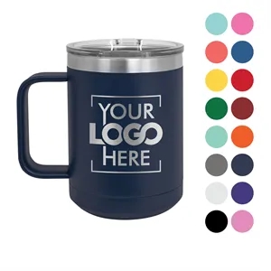 Custom Logo Polar Camel 15oz Insulated Stainless Coffee Mug & Slider Lid