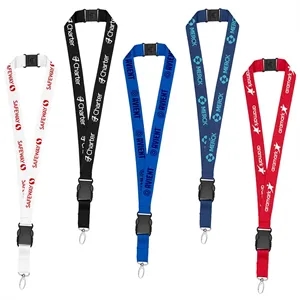 1" Eco Friendly rPET Lanyard w/ Buckle and Safety Breakaway