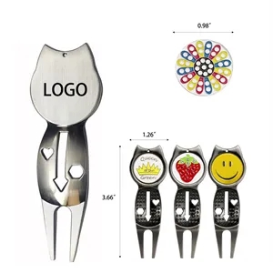 Custom Logo Golf Divot Repair Tool with Magnetic Ball Markers & Bal