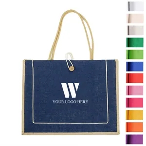 Two-tone Jute Tote Bag