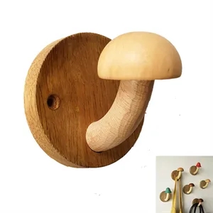 Natural Wooden Wall Hooks Mashroom Shape