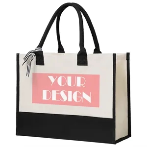 Canvas Beach Tote Bag for Girls Trip Bridesmaid Gift