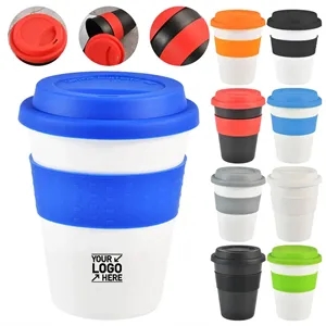 Portable Drinkware Coffee Plastic Cup With Silicone Lid