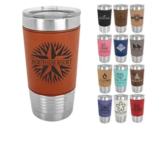 Custom Logo Polar Camel 20oz Leatherette Stainless Steel Tumbler
