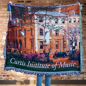 Custom Logo Custom CottonWeave™ Photo Tapestry Throw, USA-made. Size L.