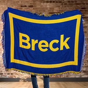 Custom Logo Custom 2-Layer CottonWeave™ Throw Blanket, USA-made. Size M.