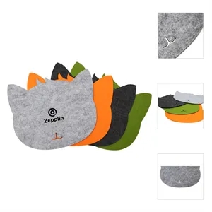 Anti Slip Backside Office Felt Cat Shape Mouse Pad