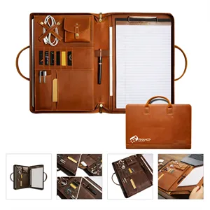 Personalized Genuine Leather Portfolio with Handle