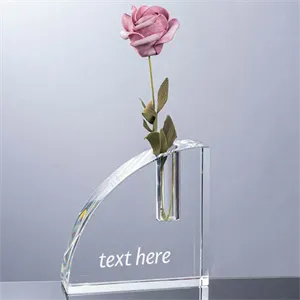 Quarter Round Crystal  Bud Vase