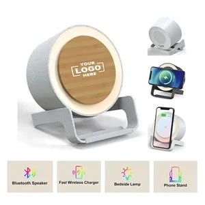 Custom Logo 4 in 1 Modern Office Wireless Charger Lamp with Speaker