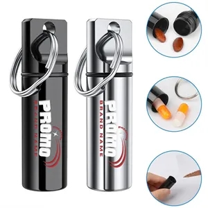 Custom Logo Small Portable Pill Box Organizer Case Container Keychain