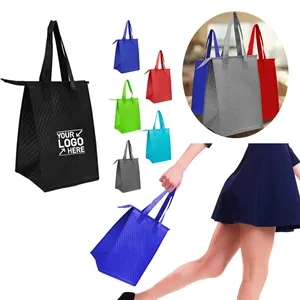 Custom Logo Custom Non-Woven Lunch Cooler Thermal Grocery Tote Bag