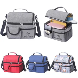 Custom Logo Lunch Bag Insulated, Dual Compartment Lunchbox