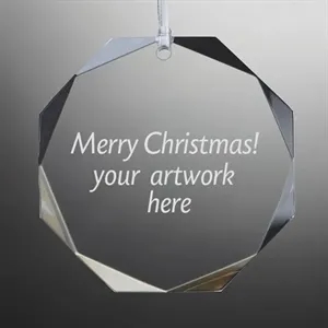 Engraved Faceted Glass Ornament -3.5"