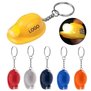 Safety Helmet LED Light Up Flashlight Keychain