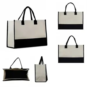 Initial Canvas Tote Bag for Wedding Birthday Beach Holiday