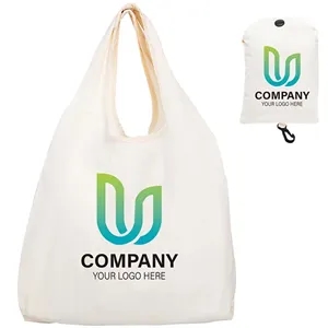 5oz Cotton Canvas folding tote with pouch