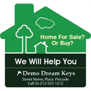 Custom 3.125x2.875 House Shape Real Estate Magnet 30 Mil