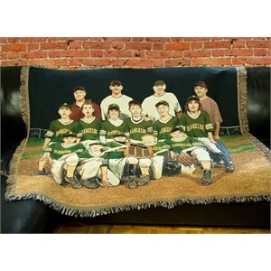 Custom Logo Custom CottonWeave™ Photo Tapestry Throw, USA-made. Size XL.