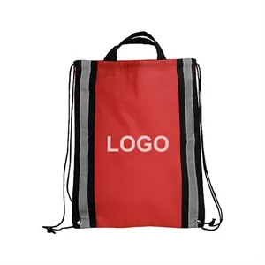 Custom Logo Budget Reflective Drawstring Backpack-2