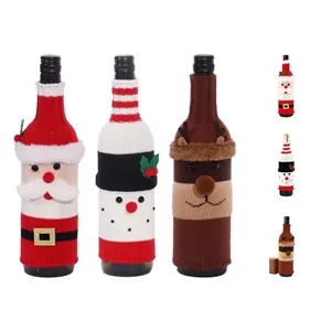 Christmas Decor Supplies Wine Bottle Red knitted