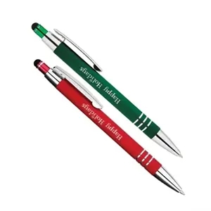 Custom Serena Stylus Soft Touch Happy Holiday Pens