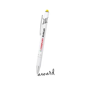 White Soft Touch Stylus Laser Engraved Metal Pen