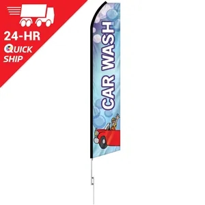 24 - Hour 12' Digitally Printed Custom Swooper Banner w/Pole