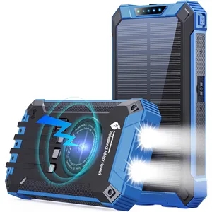 30000mAh Solar Power Bank with Flashlight Wireless Charger