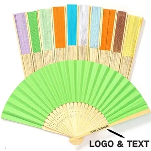 Custom Folding Bamboo Fan Wedding Portable