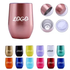 12 Oz. Double Wall Eggshell Stainless Steel Cup with Lid
