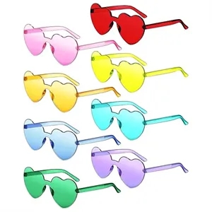 Heart Sunglasses for Women Candy Color Transparent Rimless