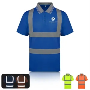 Custom Logo Reflective Safety Polo Shirt With High-Visibility Stripes