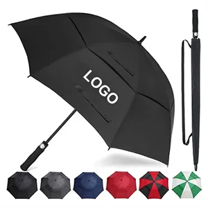 Custom Logo 62" Arc Double Canopy Automatic Open Golf Umbrella