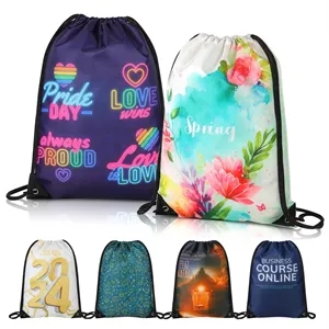 Custom Logo 420D Heavy Duty Sublimated Drawstring Backpack