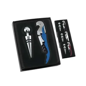 Metal Wine Bottle Opener Corkscrew & Stopper Box Set