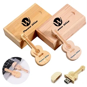 Bamboo USB Flash Drive Maple Wooden Guitar Shape