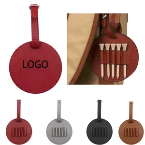 Custom Logo Round Leather Golf Tee Holder